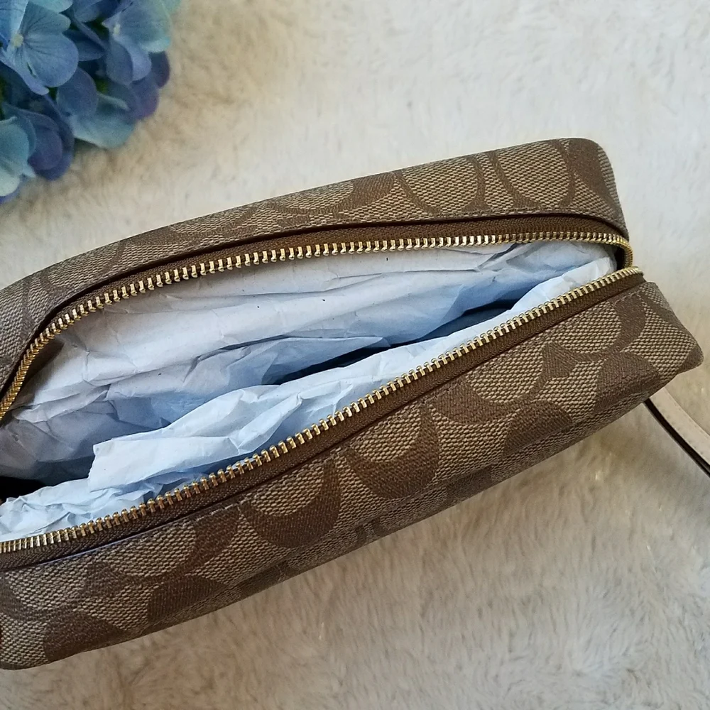 Coach Signature Canvas Cosmetic Pouch with LOVE Graphic
